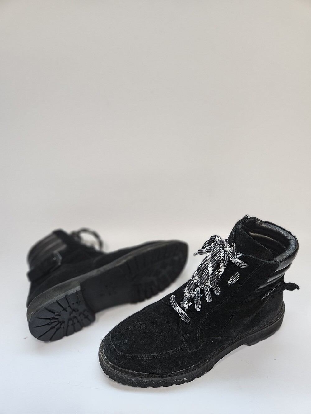 Aquatalia Mayra Weatherproof Black Suede Leather Lace-Up & Zip Boot Size 9.5 M